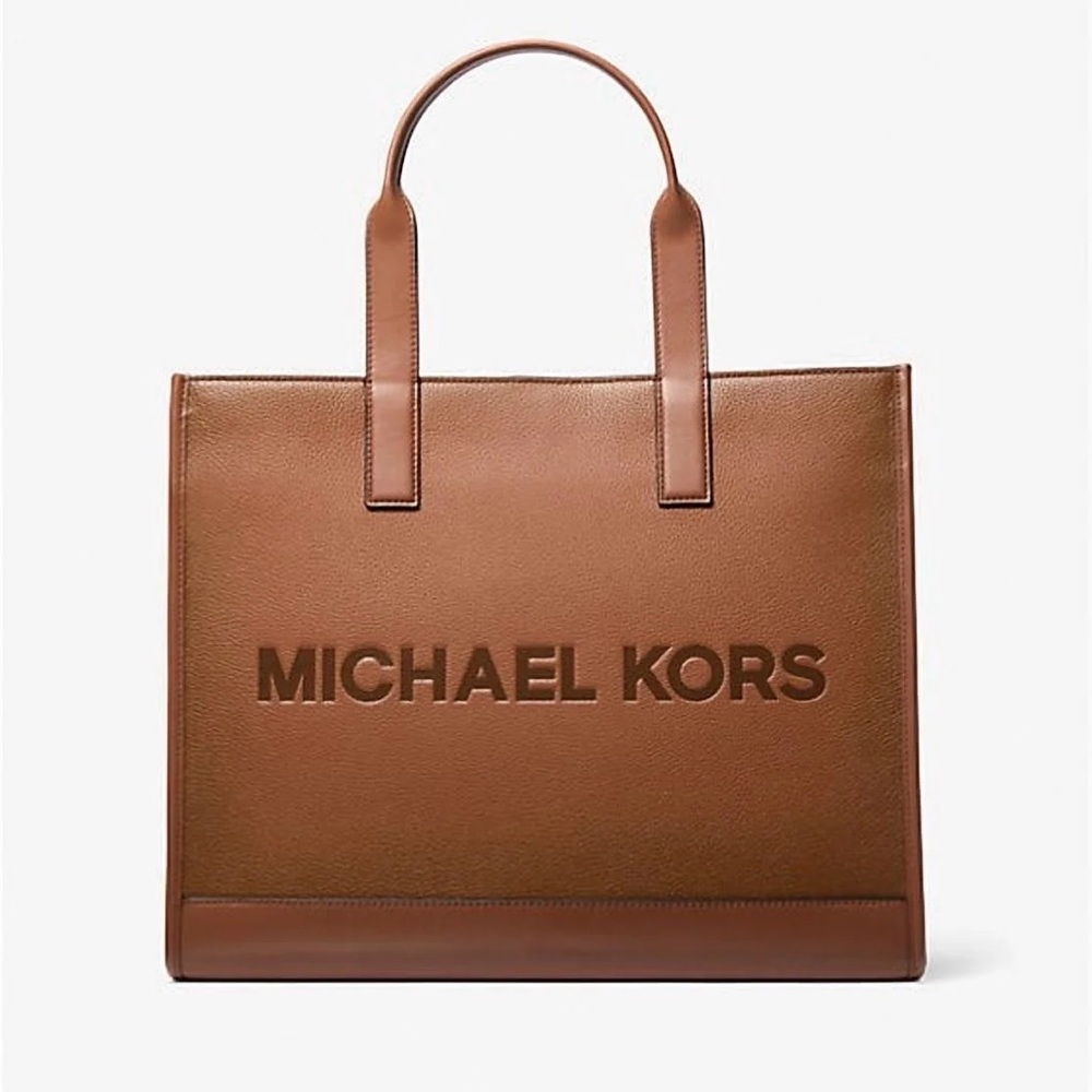 Michael Kors Copper Logo Embossed Pebbled Leather Tote Bag - EUC